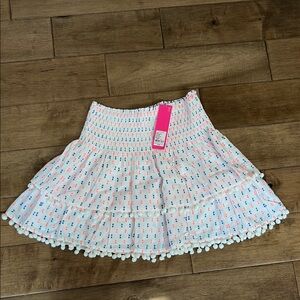 White and Pink Patterned Women's Skirt